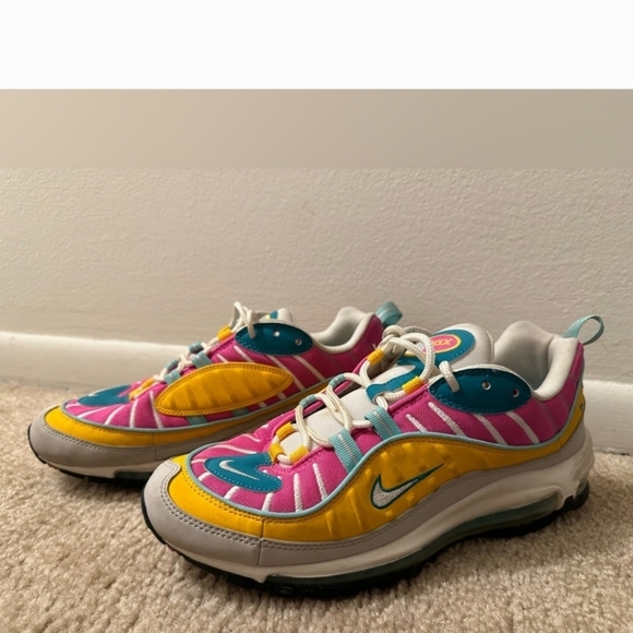 Nike Air Max 98 Teal Fuchsia Low Top Sneakers - Picture 3 of 7